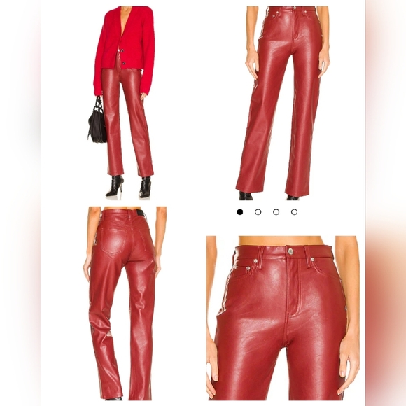 NWT Pistola Red Faux Leather Cassie High Rise Straight Pant Carmine Size 31 (12) - Picture 16 of 16